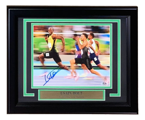 Usain Bolt Signed Framed 8x10 Olympic Track Legend Photo PSA Hologram AO93067