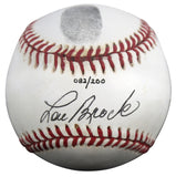 Cardinals Lou Brock Signed Thumbprint Baseball LE #'d/200 w/ Display Case BAS