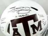 Johnny Manziel Signed Texas A&M Speed Authentic F/S Helmet W/5 Insc-Beckett Auth