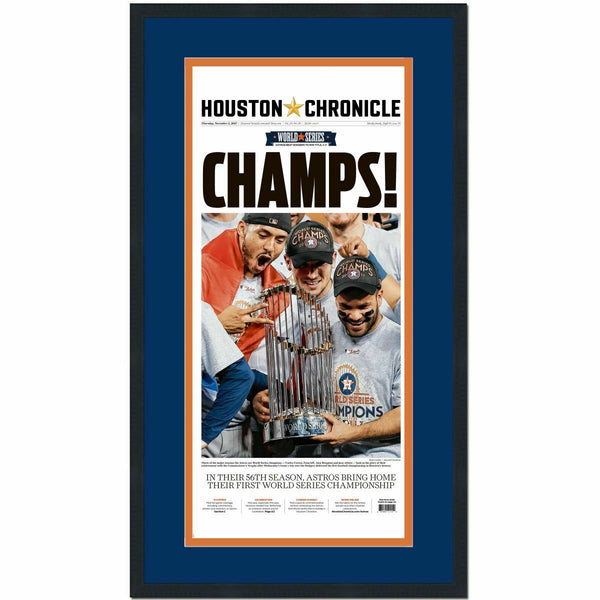 Framed Houston Chronicle Champs Astros 2017 World Series Newspaper 17x27 Photo