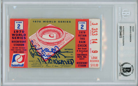 Brooks Robinson Autographed 1970 World Series Ticket Game 2 MVP BAS Slab 31612