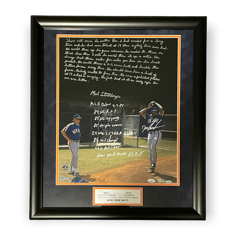 Mel Stottlemyre & Doc Gooden Signed Auto Photo + Story & Inscriptions Framed JSA