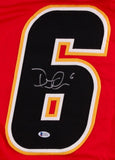 Dennis Wideman Signed Flames Jersey (Beckett COA) Abuse of a Linesman Incident