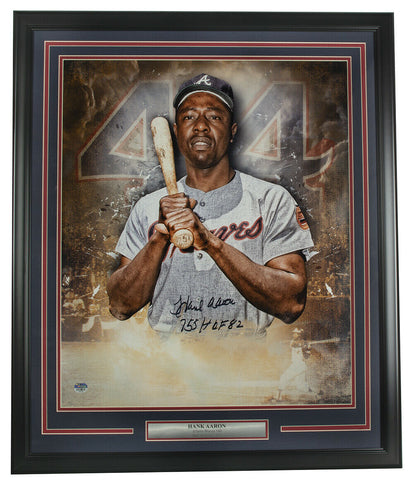 Hank Aaron Atlanta Braves Signed Framed 20x24 Photo Fanatics Hologram