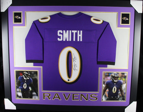 ROQUAN SMITH (Ravens purple SKYLINE) Signed Autographed Framed Jersey Beckett