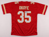 Christian Okoye Signed Kansas City Chiefs Jersey (JSA) Rushing Yards Ldr. 1989