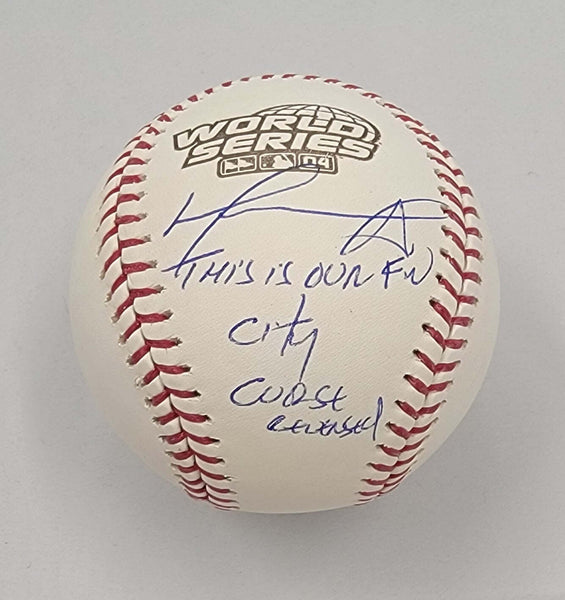 David Ortiz Signed Red Sox 2004 WS Baseball W/F'n City & Curse Reversed Beckett