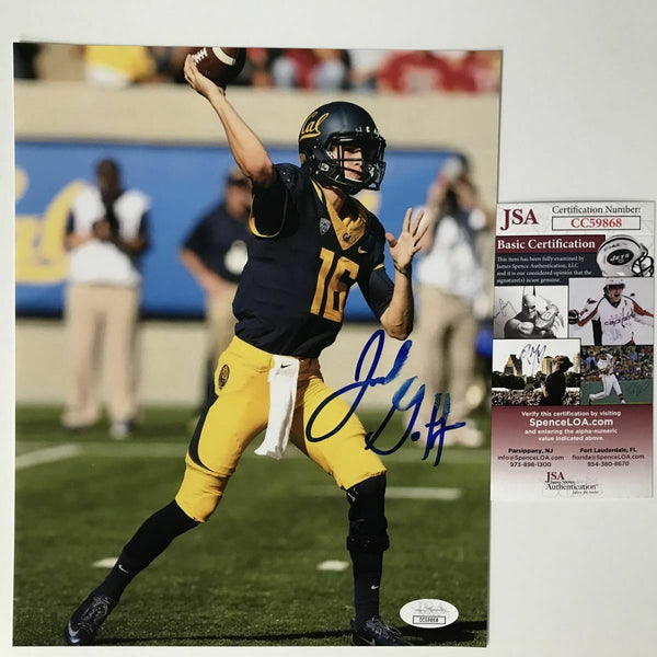 Autographed/Signed JARED GOFF California Cal SMUDGED 8x10 Football Photo JSA COA