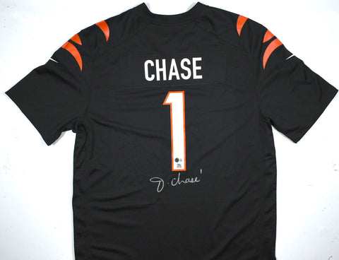 Ja'Marr Chase Autographed Black Nike Game Jersey - Beckett W Hologram *Silver