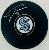 PHILIPP GRUBAUER Autographed Seattle Kraken Logo Puck FANATICS