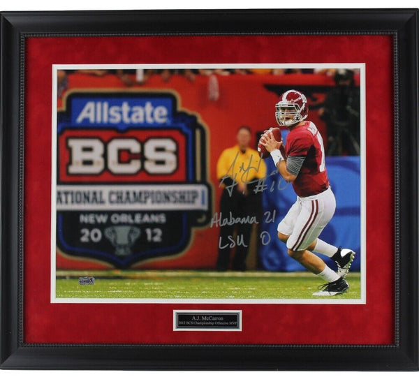 AJ McCarron Signed Alabama Crimson Tide Framed 16x20 NCAA Photo With Insc