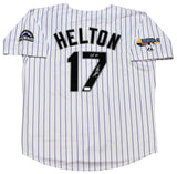 TODD HELTON SIGNED COLORADO ROCKIES #17 WHITE MAJESTIC JERSEY W/ HOF 24