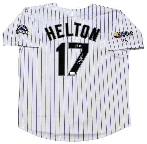 TODD HELTON SIGNED COLORADO ROCKIES #17 WHITE MAJESTIC JERSEY W/ HOF 24