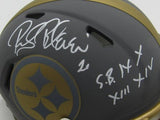 Rocky Bleier HOF Signed/Inscr Slate Mini Helmet Steelers Becket Witness 191556