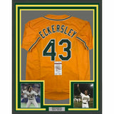 FRAMED Autographed/Signed DENNIS ECKERSLEY 33x42 Oakland Yellow Jersey JSA COA