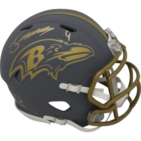 Zay Flowers Autographed Baltimore Ravens Slate Mini Helmet Beckett 47995