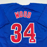 Autographed/Signed Kerry Wood 98 ROY Chicago Blue Baseball Jersey Beckett COA