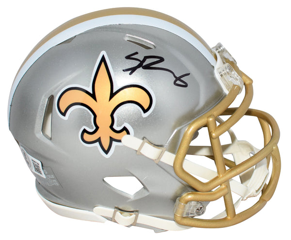 SPENCER RATTLER SIGNED NEW ORLEANS SAINTS FLASH SPEED MINI HELMET BECKETT