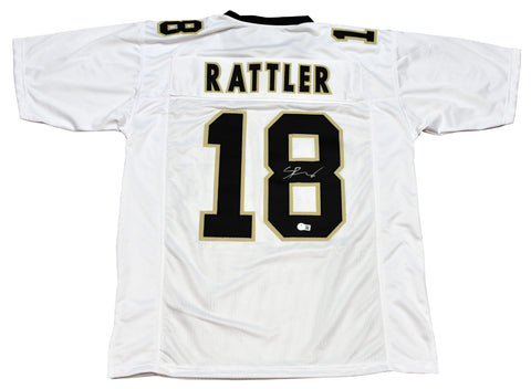 SPENCER RATTLER SIGNED NEW ORLEANS SAINTS #18 WHITE JERSEY BECKETT