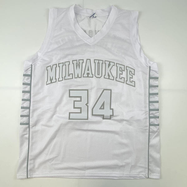 Giannis Antetokounmpo Signed Milwaukee Pro White Ice Basketball Jersey — RSA