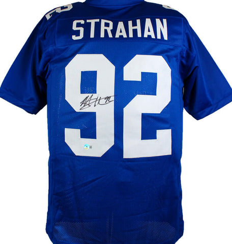 Michael Strahan Autographed Blue Pro Style Jersey #-Beckett W Hologram *Black