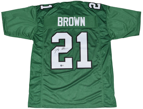 SYDNEY BROWN AUTOGRAPHED PHILADELPHIA EAGLES #21 KELLY GREEN JERSEY BECKETT