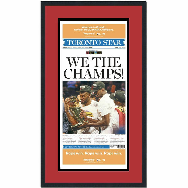 Framed Toronto Star Raptors We The Champs 2019 Champs Newspaper 17x27 Photo