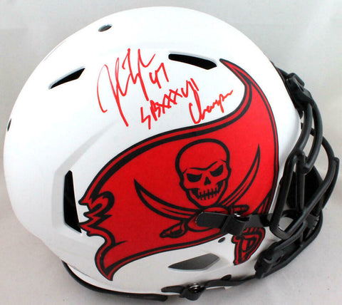 John Lynch Signed TB Bucs Authentic Lunar F/S Helmet w/SB Champs- Beckett W *Red