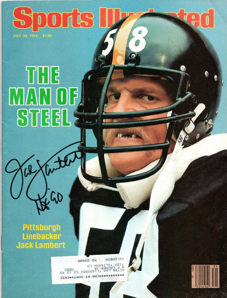 Jack Lambert Signed Pittsburgh Steelers Sports Illustrated 7/30/84 W/HOF 90 JSA