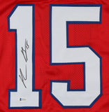 John Brown Signed Bills Red Jersey (Beckett COA) Buffalo All Pro Wide Receiver