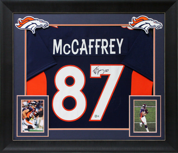 Ed McCaffrey Authentic Signed Navy Blue Pro Style Framed Jersey BAS Witnessed