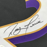 FRAMED Autographed/Signed RAY LEWIS 33x42 Baltimore Black Jersey JSA COA Auto