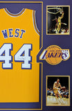 FRAMED L.A. LAKERS JERRY WEST AUTOGRAPHED SIGNED JERSEY JSA COA