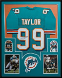 FRAMED MIAMI DOLPHINS JASON TAYLOR AUTOGRAPHED SIGNED JERSEY JSA COA