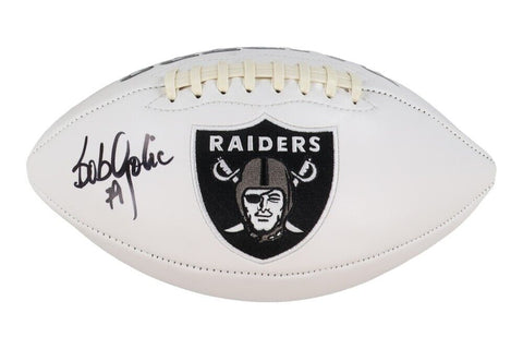 Bob Golic Signed Los Angeles Raiders Logo Football (JSA COA) 3xPro Bowl D.T.