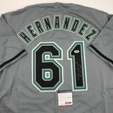 Autographed/Signed LIVAN HERNANDEZ 97 WS MVP Florida Grey Jersey PSA/DNA COA