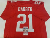 Tiki Barber Signed New York Giants Red Jersey (JSA COA) 3xPro Bowl RB 2004-2006