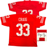 SAN FRANCISCO 49ERS ROGER CRAIG AUTOGRAPHED RED JERSEY BECKETT WITNESS 221288