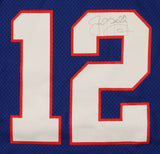 Jim Kelly Signed Buffalo Bills Logo 7 Jersey (JSA COA) 4XSuper Bowl QB