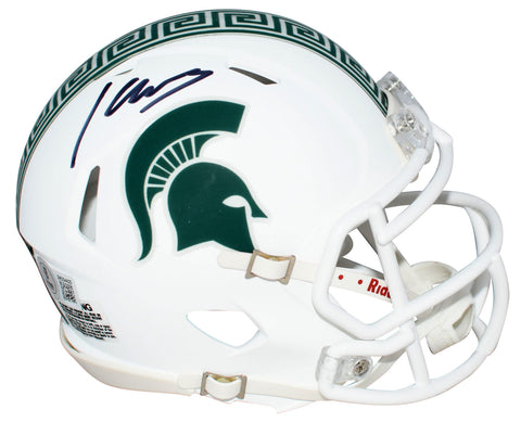 KENNETH WALKER SIGNED MICHIGAN STATE SPARTANS WHITE SPEED MINI HELMET BECKETT