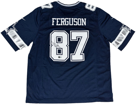 JAKE FERGUSON SIGNED AUTOGRAPHED DALLAS COWBOYS #87 NAVY NIKE JERSEY BECKETT