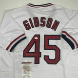 Autographed/Signed BOB GIBSON St. Louis White Baseball Jersey JSA COA Auto