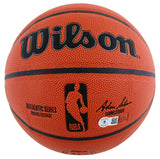 Lakers Magic Johnson Signed Wilson Basketball w/ Silver Sig w/ case BAS Wit