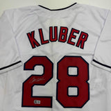 Autographed/Signed Corey Kluber Cleveland White Baseball Jersey Beckett BAS COA