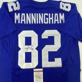 Autographed/Signed MARIO MANNINGHAM New York Blue Jersey JSA COA Auto