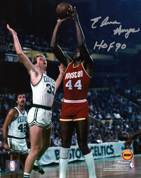 Elvin Hayes Signed Rockets Shooting Against Bird 8x10 Photo w/HOF (SCHWARTZ COA)