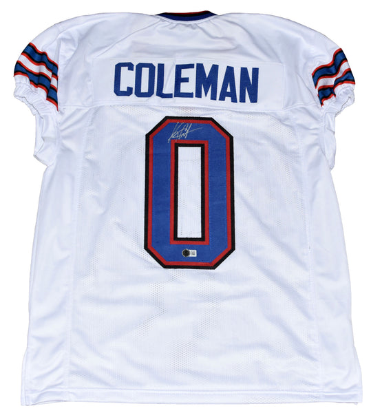 KEON COLEMAN AUTOGRAPHED BUFFALO BILLS #0 WHITE GAME CUT JERSEY BECKETT