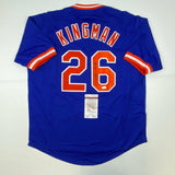 Autographed/Signed Dave Kingman 442 HR New York Blue Baseball Jersey JSA COA