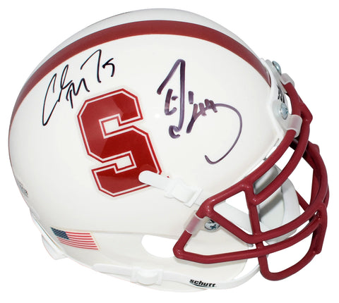 ED & CHRISTIAN McCAFFREY SIGNED STANFORD CARDINAL MINI HELMET BECKETT