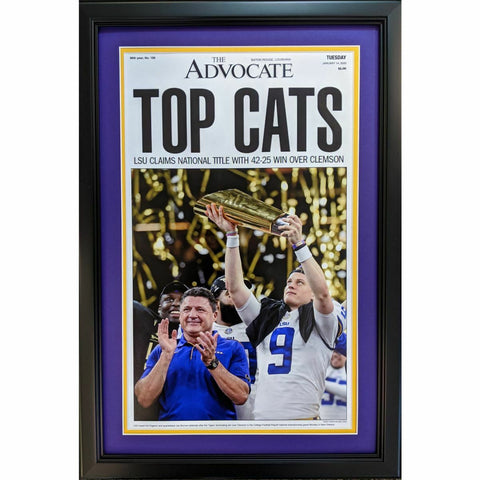 Framed New Orleans Advocate LSU 2019 NCAA Champions Newspaper 17x27 Cover Photo